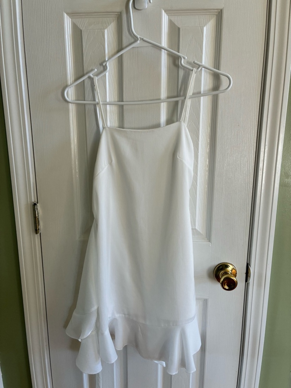 Altar'd State White Mini Dress with Ruffle Hem